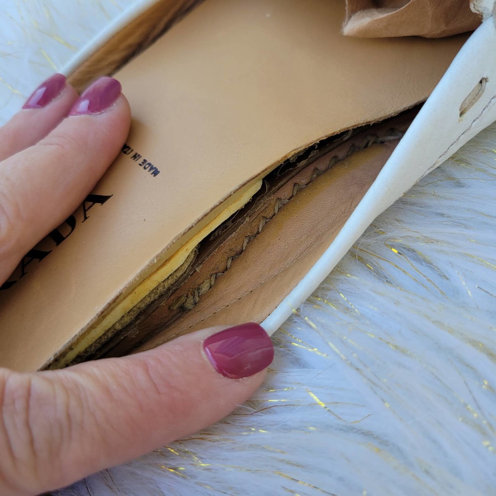 Authentic Prada White Leather Mule 38 - Picture 10 of 11